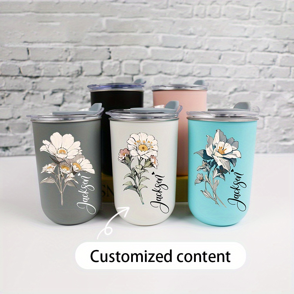 Vintage Coffee Equipment - Custom Name Vintage White Floral Stainless
