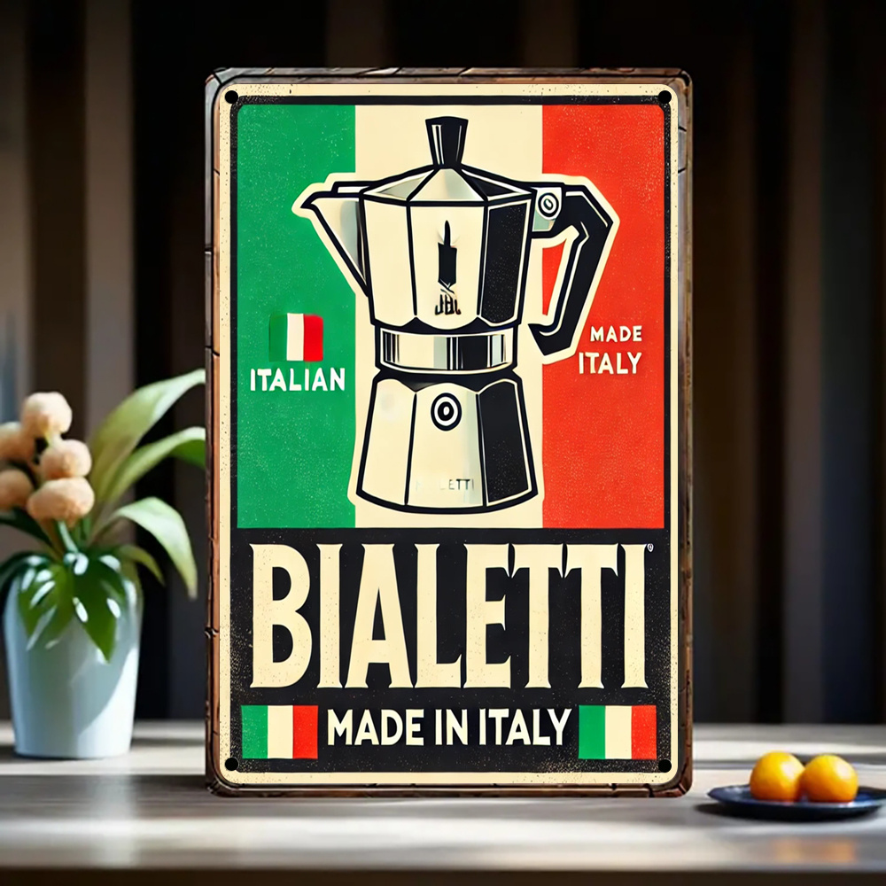 Vintage Coffee Equipment - Italian Moka Coffee Pot Italy Flag