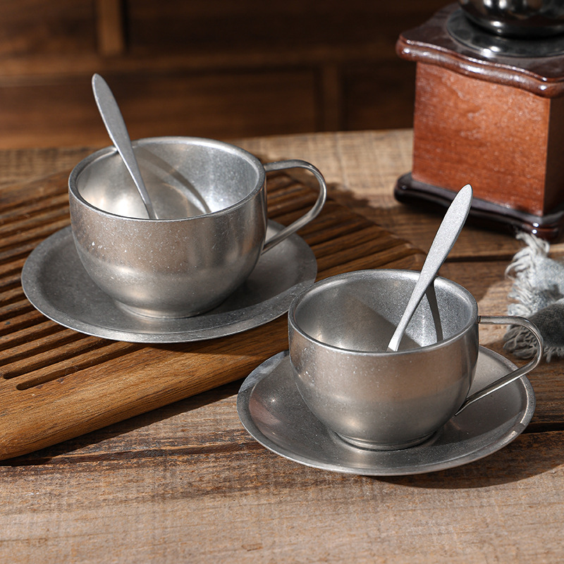 Vintage Coffee Equipment - Vintage Camping Style Water Cup Saucer