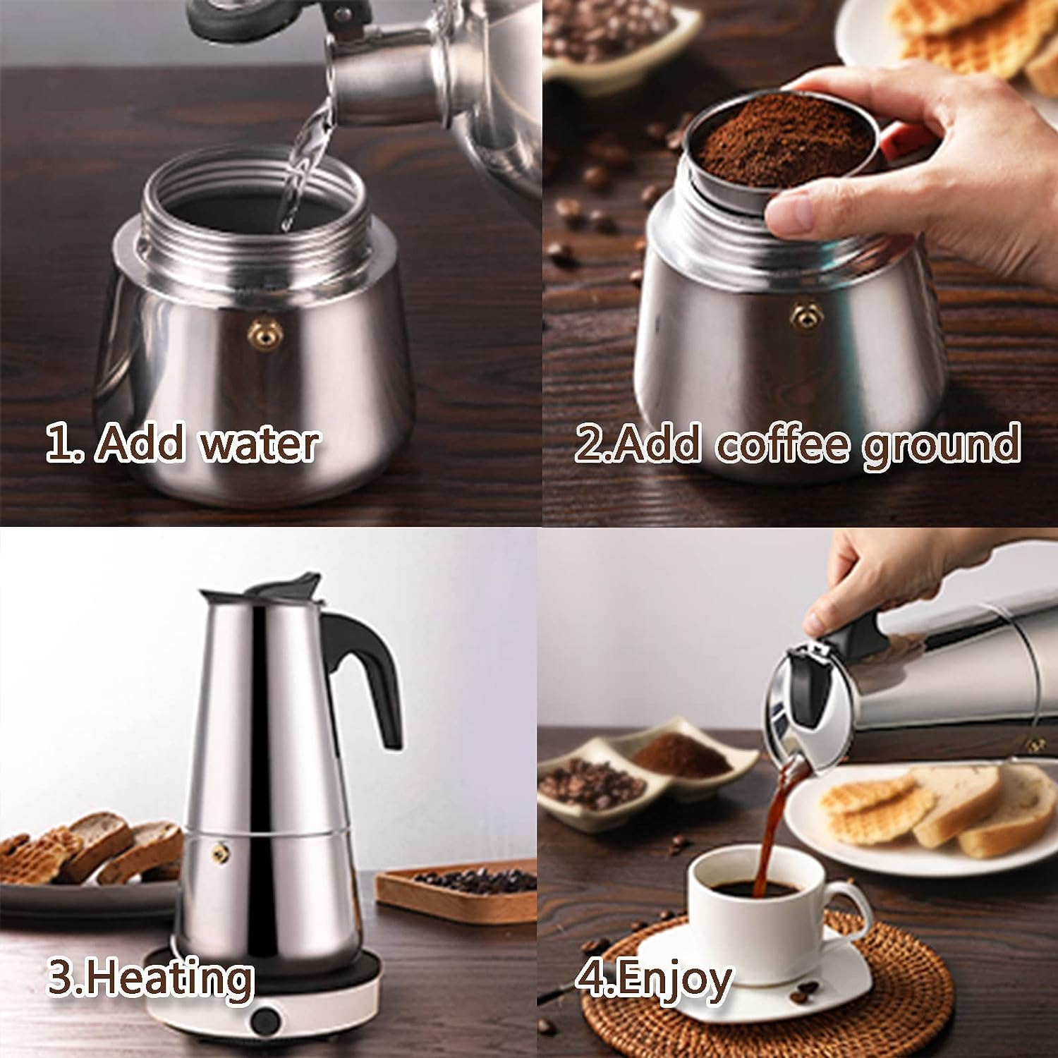 4/6/9 Cups Moka Pot Caffe Mach - Coffee Equipment Espresso recension och pris