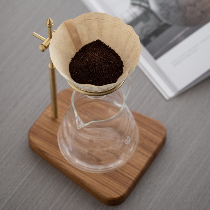 Vintage Brass & Walnut Wood Po - Coffee Equipment V60 recension och pris